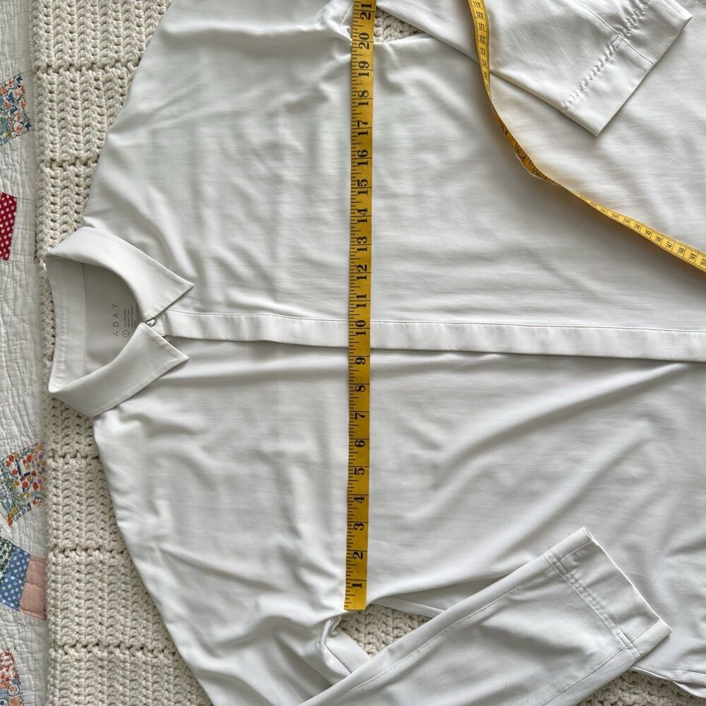ADAY Women’s Size S Something Cool Blouse Ivory Snap Button Oversized Fit - Picture 7 of 10